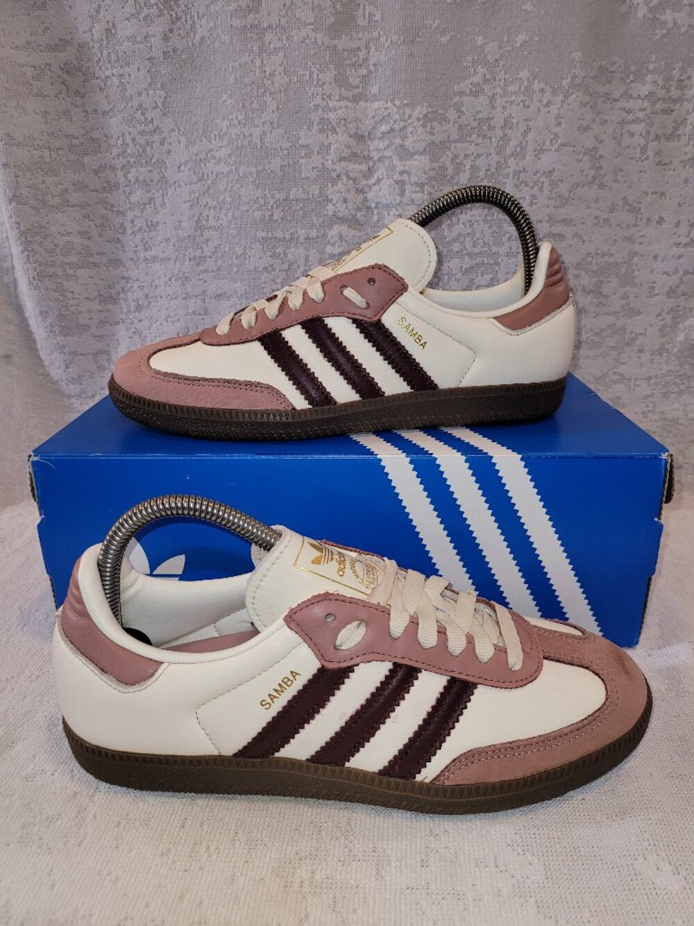 Adidas Samba OG Women's Size 7 Cream White Aurora Ruby Brown Gum Sneakers JR3799